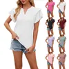 Kadın Tişörtleri Düz Renk Çift Kollu V Kadın Gömlek Kollu Sweatshirt bayanlar Kıyafetler Kadınlar Uzun Tee