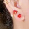 Orecchini a bottone moda fiore rosso perla imitazione per le donne elegante zircone adorabile orecchino regalo di gioielli per festa di nozze