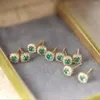 Stud Earrings ROXI S925 Emerald Green Color Zircon Earring For Women Pendientes Plata 925 Piercing Wedding Party Jewelry