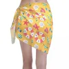 女性用水着黄色のビーチ要素夏の女性短い水着の隠蔽ビキニラップシアースカートスカーフカバーアップ
