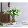 Fleurs décoratives décoration Mariage faux muguet artificiel soie blanc classique plastique 1 bouquet avec 5 dents