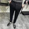 Men's Suits 2024 Spring England Work Stretch Pants Men Cotton Business Fashion Slim Solid Color Casual Pant Male Brand Trouser P152