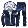 Vinterbanor Mens Sweat Suit Hooded Thicken Fleece Hoodiessweatpant Letter Print Men Casual Clothing Set H3F208 240129