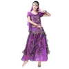 Etapa desgaste Bollywood trajes de lentejuelas adultos danza del vientre mujeres manga corta gasa 2 unids / 3 unids / 5 unids conjunto 8 colores