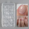 120 stks XXS Super Korte Amandel Volledige Cover Gebeeldhouwde Zachte Gel Nail Tips Druk op Capsule Americaine Gel X Kunstmatige Nep nagels 240127