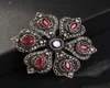 Luxury Vintage Brooch Women Flower Red Resin Crystal Broches Brooch Ladies Lapel Hijab Corsage Pin Turkish Ethnic Jewelry2732969