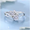 Cluster Rings Tfglbu 1Cttw Colorless Moissanite 925 Sterling Sliver Ring For Women Proposal Platinum Plated Band Brilliant Drop Delive Ote2S