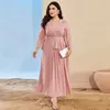 Robes décontractées robe pour femmes dubaï saoudien arabe cousu à la main diamant longue soirée 2024 rose plissé demoiselle d'honneur vêtements musulmans