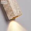 Wall Lamp Long LED Retro Stone Bedroom Bedside Light Cream Style Atmosphere Lighting For Staircase Living Room Home Decoration