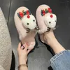 Slippers Fashionable Autumn Winter Women Flat Non Slip Round Toe Plush Warm Comfortable Christmas Puppy Couple Slides