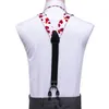 Luxury Silk Adult Mens Suspenders Metal 6 Clips Braces Bow Tie Hanky Cufflinks Male Wedding Party Vintage Elastic Adjustable 240119