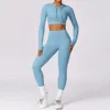 Lu Align Women Outfits 2st Tracksuit Seamless Set Workout Sportwear Gym Clothing Fitness Long Sleeve Top High midje Leggings Sports Suits Lemon LL JOGGER LU-08 2024