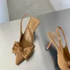 Summer Brand Women Sandals Shoes Fashion Bow-Bow-knot مدببة على إصبع القدم على السيدات الأنيق مضخات مضخات الأنيقة بالإضافة إلى حجم 43 240126