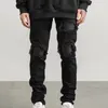 Men's Pants Jeans Men Slim Fit Ripped Streetwear Stretch Skinny Black Rotro Hole Biker Trousers Hip Hop Distressed Clothing