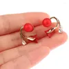 Orecchini a bottone moda fiore rosso perla imitazione per le donne elegante zircone adorabile orecchino regalo di gioielli per festa di nozze