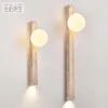 Wall Lamp Long LED Retro Stone Bedroom Bedside Light Cream Style Atmosphere Lighting For Staircase Living Room Home Decoration