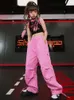 Scenkläder 2024 Barn Street Dance Hip Hop Clothing for Kids Black Vest Pink Cargo Pants Passar Girls Jazz Performance DQS13356