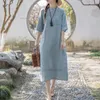 Ubranie etniczne 2024 Chińskie vintage sukienka Cheongsam Tradycyjna bawełniana pościel Qipao National Flower Hafdery Folk