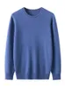 Autumn Winter 100% Pure Merino Wool Pullover Sweater Men O-neck Long-sleeve Cashmere Knitwear Clothing Basic Tops 240202