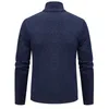 Men's Sweaters 1Pc Men Autumn Winter Cardigan Sweater Pockets Zipper Placket Knitting Coat Stand Collar Ribbed Trim Wave Pattern