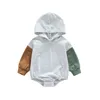 Rompers 2024-09-23 Lioraitiin 0-18M Infant Baby Boys Girls Bodysuit Long Sleeve Hooded Contrast Color For Casual Daily