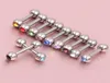 100pcs MIX Rhinestone Crystal 316L Steel Tragus helix earring Ear Studs Barbell Bar Ring3910815