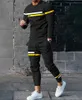 Mens Sets Fashion Tracksuit Long Sleeve Top Sports Pants Set Colorblock Print Long Sleeve Plus size Casual Men Outfit 240129