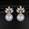 Stud Earrings Emmaya Fashion Style 3 Color Cute Geometric Statement For Women Crystal Beads Pearl Jewelry Accessories