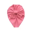 Hair Accessories 6Pcs/Lot Big Bow Knot Baby Girls Hat Born Pography Props Solid Color Turban Head Wraps Kids Bonnet Beanie
