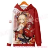 Genshin Impact Yoimiya 3D-Druck Hoodies T-Shirt leidenschaftlich Männer/Frauen Streetwear T-Shirt Reißverschluss Kawaii Harajuku mit Kapuze 240125