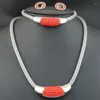 Collana di orecchini set Joyas moda in acciaio inossidabile 45 cm con ciondolo e braccialetto gioielli rotondi per donna SEDLAYDF