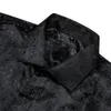 Camisas de seda de luxo para homens preto floral primavera outono bordado botão para baixo topos regular magro ajuste blusas masculinas respirável 648 240127