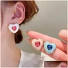 Boucles d'oreilles Lifefontier à la mode émail Patchwork strass coeur pour les femmes Vintage amour boucle d'oreille fête bijoux cadeaux livraison directe Otoor