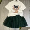 Ensembles de vêtements Designer de luxe enfants T-shirt jupe voile mode mignon bébé vêtements enfants costumes à manches courtes été filles coton Dres Dhays