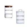 Storage Bottles 3 Tier Stacking Jars Salad Fruit Bowl Layer Glass Food Jar For Candy Cereal Shelf