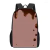 Bolsas escolares Divertido chocolate Impresión 3D Niños Niños Mochila Niñas Niños Libro Adolescente Portátil Mochila de viaje