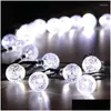 Julekorationer 6m Solen Powered LED String Light 30LEDS Crystal Globe Bubble Shaped Lamp Fairy Lights Waterproof Garden Drop de Otvef