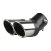 Car Universal 63mm Stainless Steel Dual Outlet Exhaust Pipe Muffler Tail Throat Tip Grilled Black