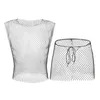 Bras sätter smart-menmode män sexiga rena mesh tank tops boxare set genomskinliga fisknät strass väst culottes gym tees kostymer