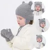 Bérets chapeau tricoté pour enfants, gants d'hiver, casquette en laine tricotée en coton, jolis chapeaux chauds