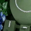 4PCS romantyczny błyszczący sześcienne cyrkonia nigeryjska luksus Symulowany Pearl Bridal Wedding Party Biżuteria do narzeczonych N-134 240202