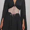 Ceintures Femme Rose Corset Peplum Large Taille Ceinture Mode Bande Magique Bandage Dentelle Corde Cravate Robe Vintage