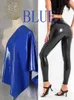 Women's Pants Shiny Patent Leather Trousers Sexy High Waist Bodycon Faux Latex Zipper Leggings Fashion