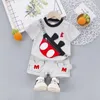 Crianças roupas de bebê conjuntos de algodão meninos definir crianças camiseta shorts bebê menino verão tamanho 80-110 x0ol #