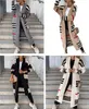 AAA Autumn Winter Women's Sweaters Sticked Cardigan Women Randig Patchwork Elegant Loose Long Outerwear Sweater Coat Soft Jacket