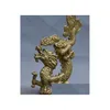 Arts et artisanat 12 cm chinois folk Feng Shui pur cuivre laiton année zodiaque dragon chanceux statue livraison directe maison jardin arts, artisanat G Dhsif