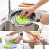 Cleaning Brushes Simple Sile Dish Bowl Mtifunction 8 Colors Scouring Pad Pot Pan Wash Brush Cleaner Kitchen Dishes Washing Tool Drop Dhque