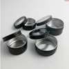 100 x 60G 80G 100G 150G Empty Black Aluminum Metal Jar with window Container Tins Pot Containershigh qualtity Ldntu