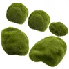 Decorative Flowers Bonsai Moss Stone Decor Simulated Flocked Lawn Micro Landscape Ornaments Decoration (5pcs) Home DIY Artificial