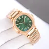 PP 5711 18K Rose Gold Ladies Watch Zielona tarcza Cal.324 SC Automatyczne mechaniczne 28800VPh Wzorne zegarki na rękę na rękę